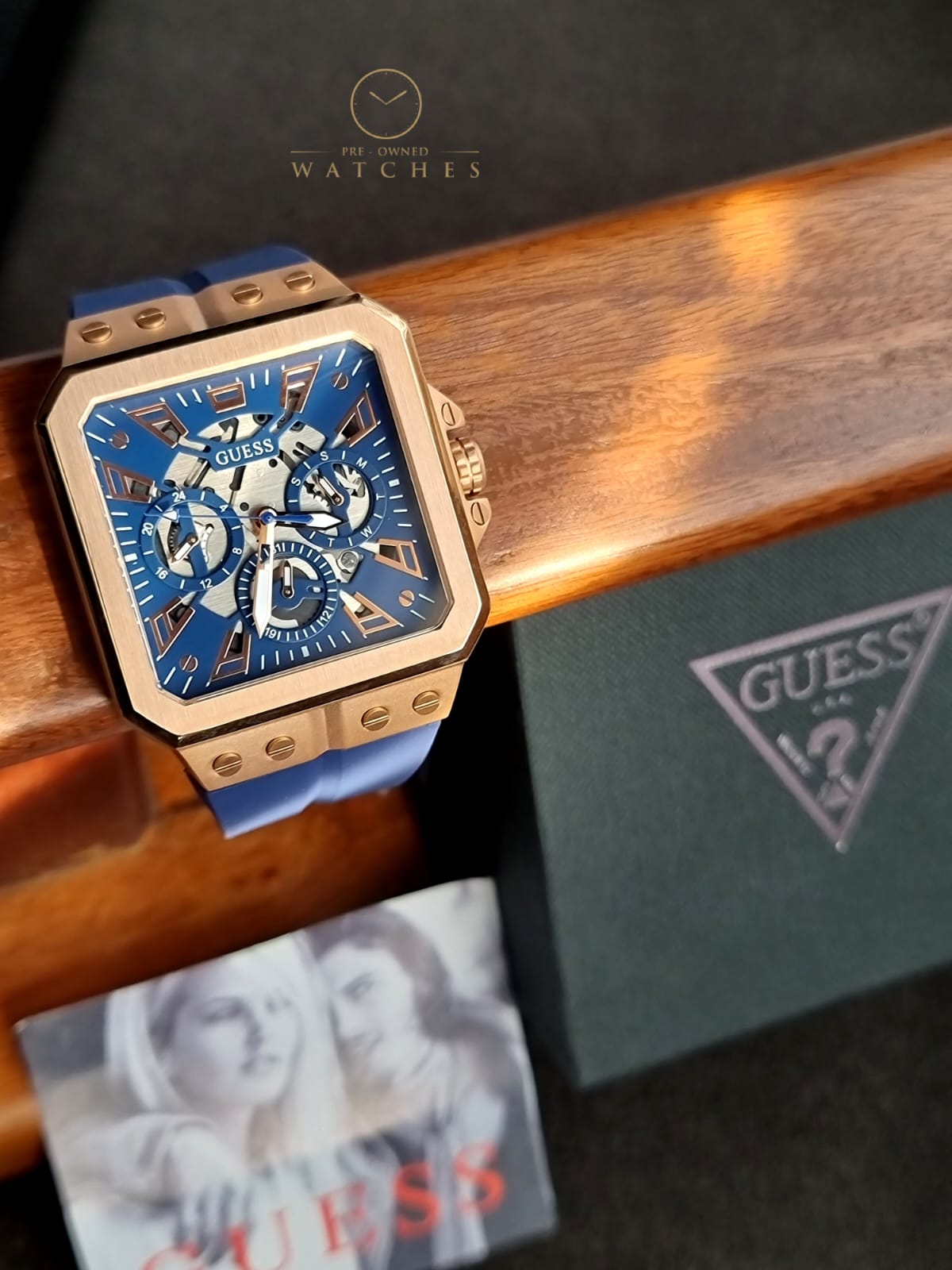 Guess Men’s Quartz Blue Silicone Strap Blue Dial 42mm Watch GW0637G3