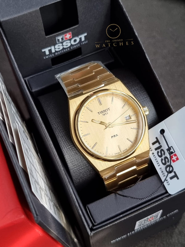 Tissot PRX Gold Stainless Steel Gold Dial Quartz Watch for Gents - T137.410.33.021.00 Main Image