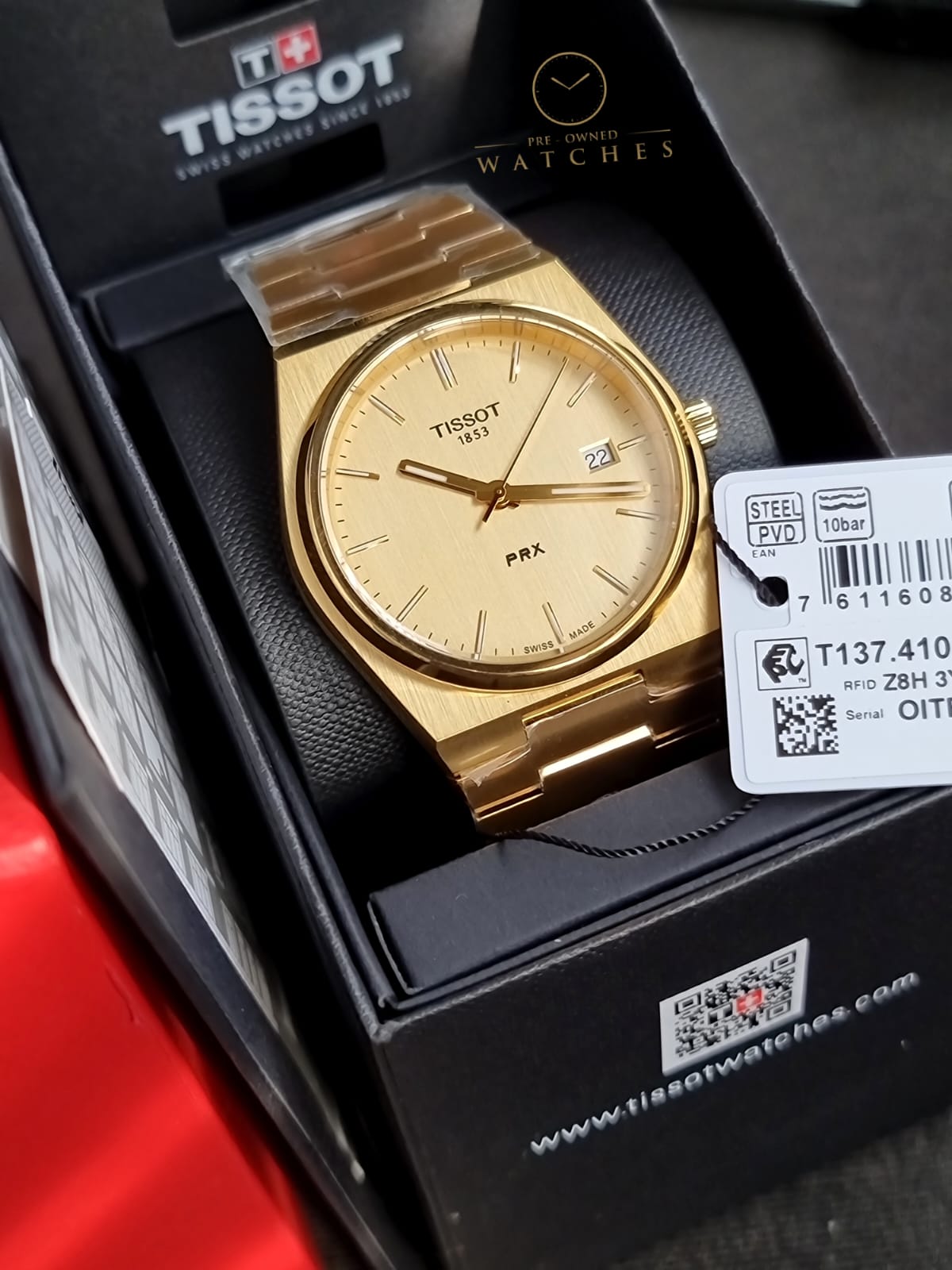 Tissot PRX Gold Stainless Steel Gold Dial Quartz Watch for Gents - T137.410.33.021.00