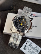 Tissot PRC 200 Silver Stainless Steel Black Dial Chronograph Quartz Watch for Gents - T114.417.11.057.00