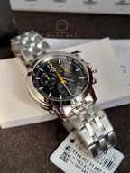 Tissot PRC 200 Silver Stainless Steel Black Dial Chronograph Quartz Watch for Gents - T114.417.11.057.00