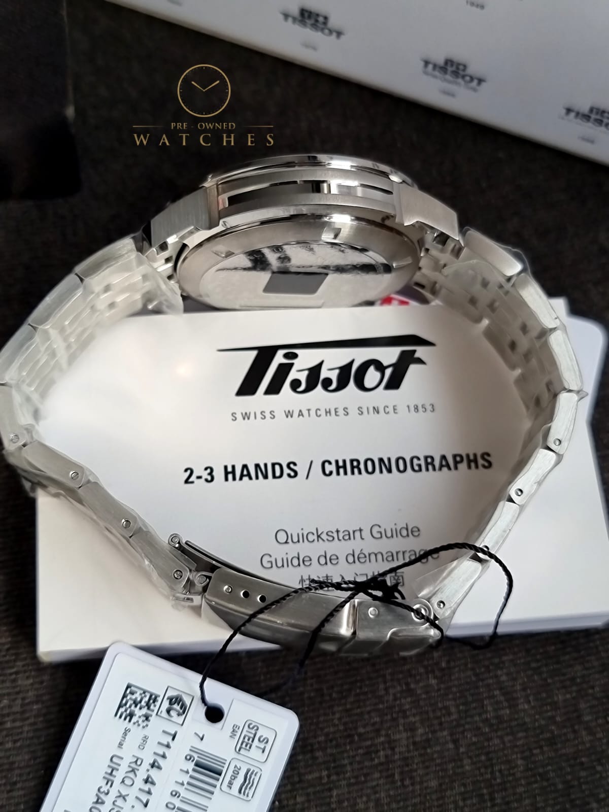 Tissot PRC 200 Silver Stainless Steel Black Dial Chronograph Quartz Watch for Gents - T114.417.11.057.00