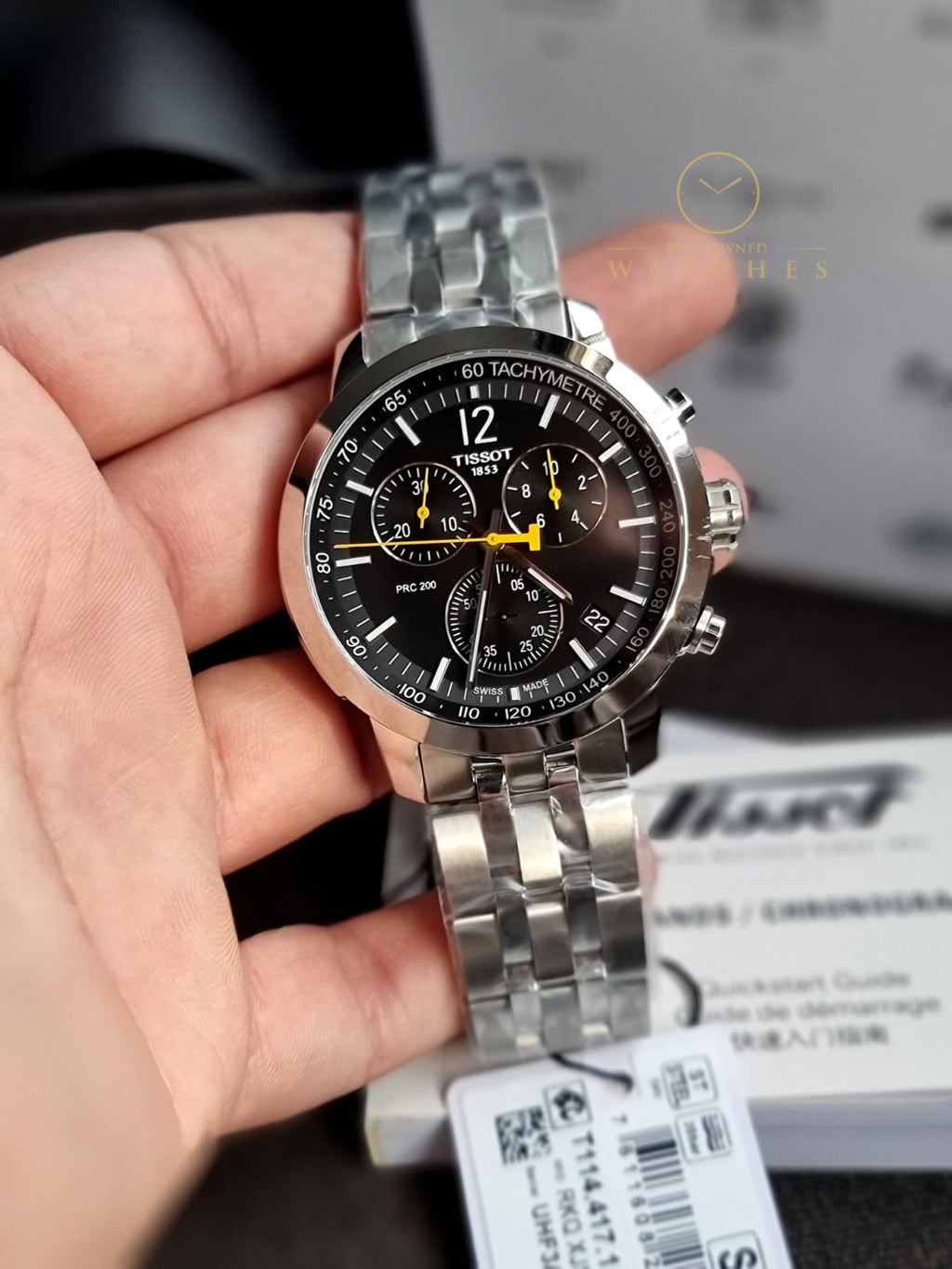 Tissot PRC 200 Silver Stainless Steel Black Dial Chronograph Quartz Watch for Gents - T114.417.11.057.00