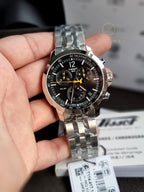 Tissot PRC 200 Silver Stainless Steel Black Dial Chronograph Quartz Watch for Gents - T114.417.11.057.00