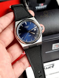 Tissot PRX Blue Silicone Strap Black Dial Quartz Watch for Gents – T137.410.17.041.00