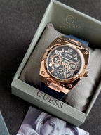 Guess Men’s Quartz Blue Silicone Strap Black Dial 43mm Watch GW0569G3