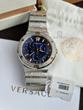 Versace Men’s Quartz Swiss Made Silver Stainless Steel Blue Dial 43mm Watch VEZ900221