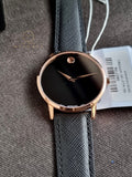 Binger Silver Casing Black Dial Black Leather Strap Automatic Watch