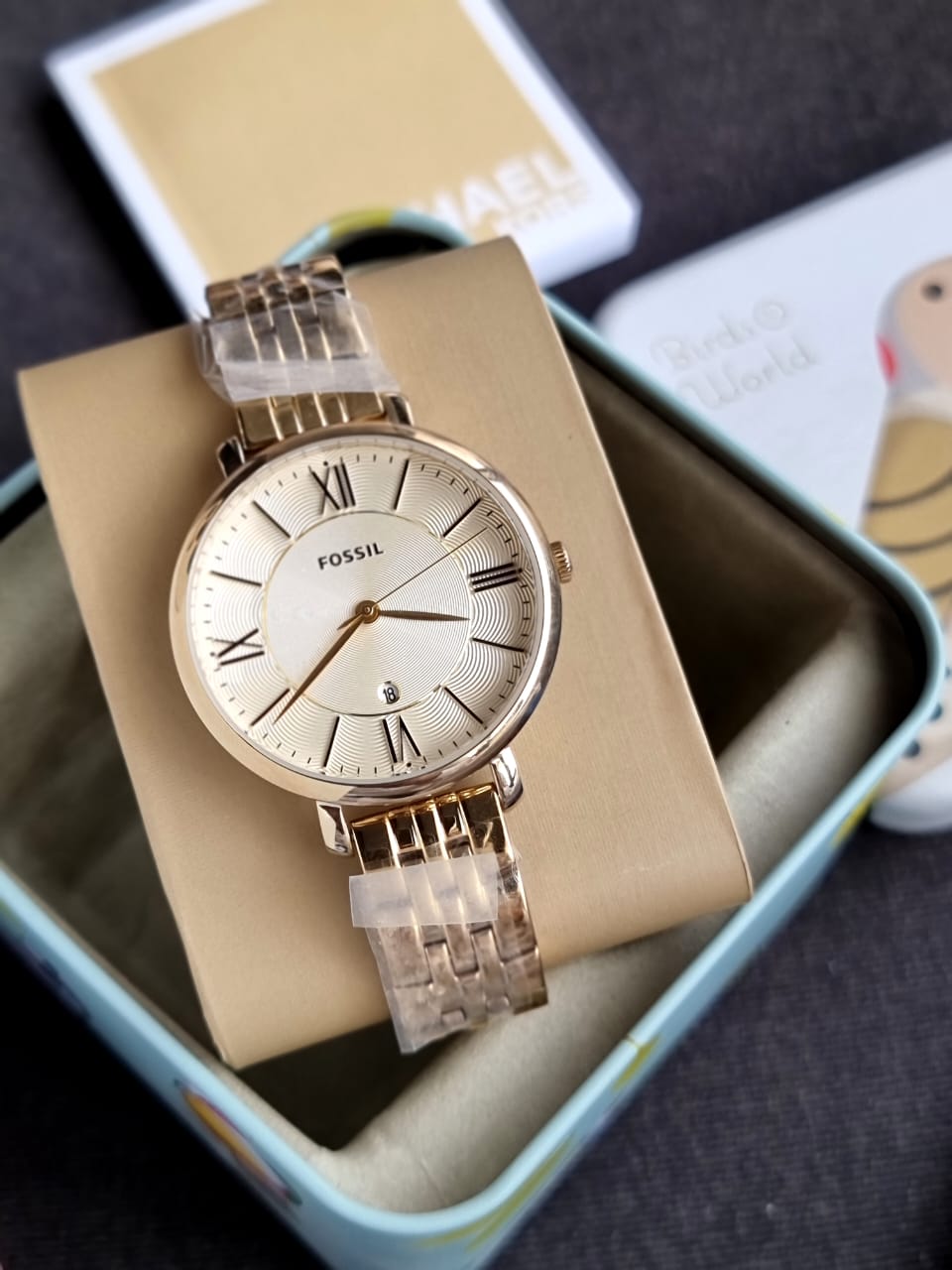 Fossil Women’s Quartz Stainless Steel Gold Dial 36mm Watch ES3434