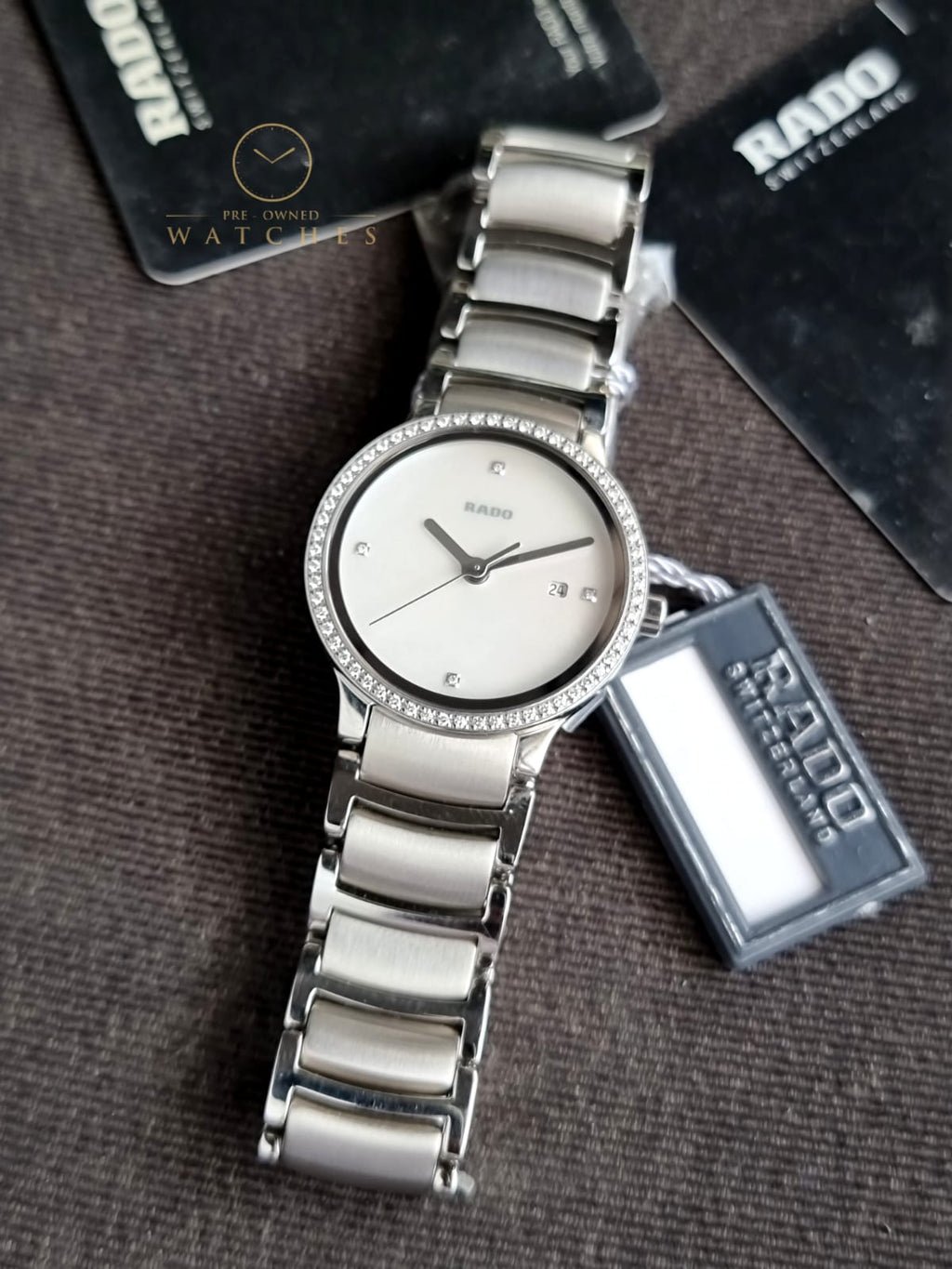 Rado Ladies R30936903 Centrix White Dial Diamonds Watch