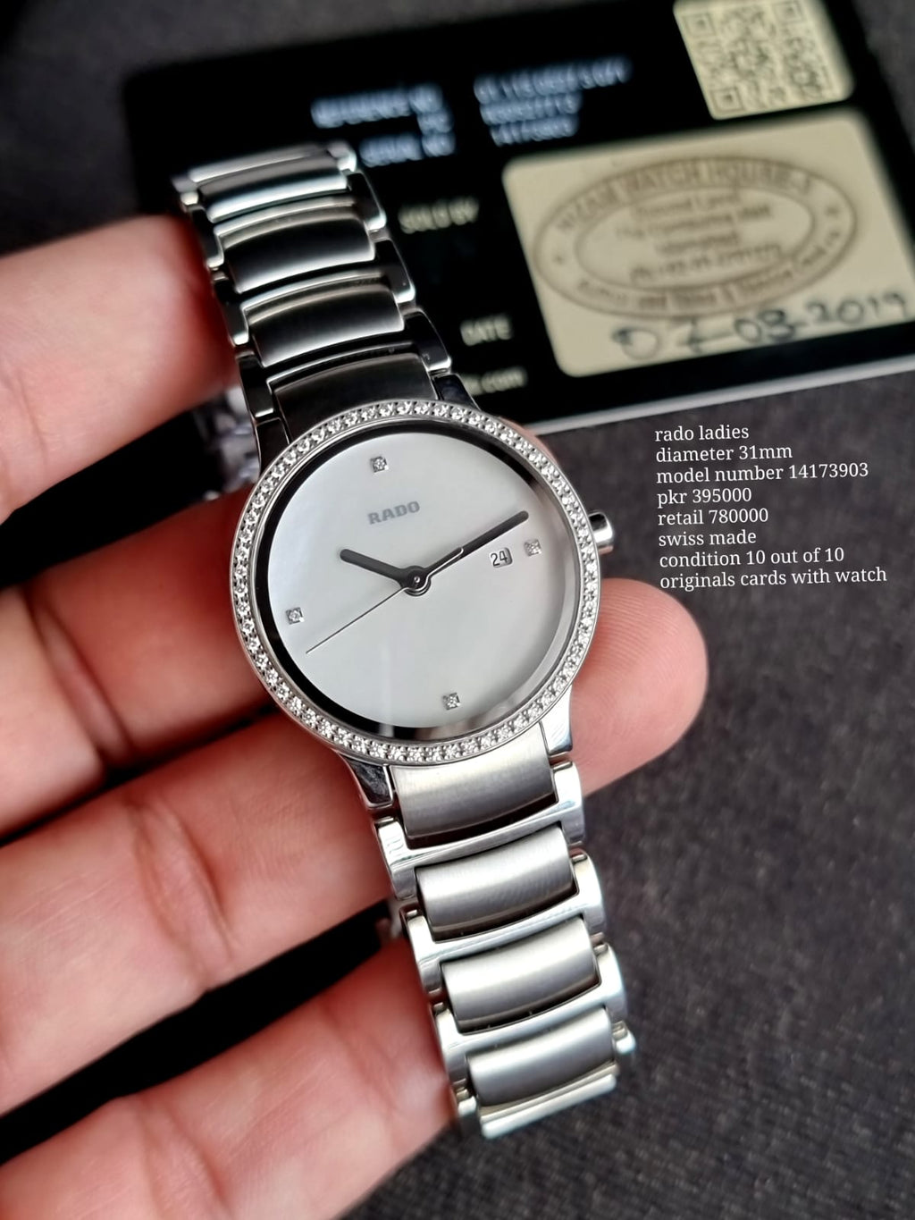 Rado Ladies R30936903 Centrix White Dial Diamonds Watch