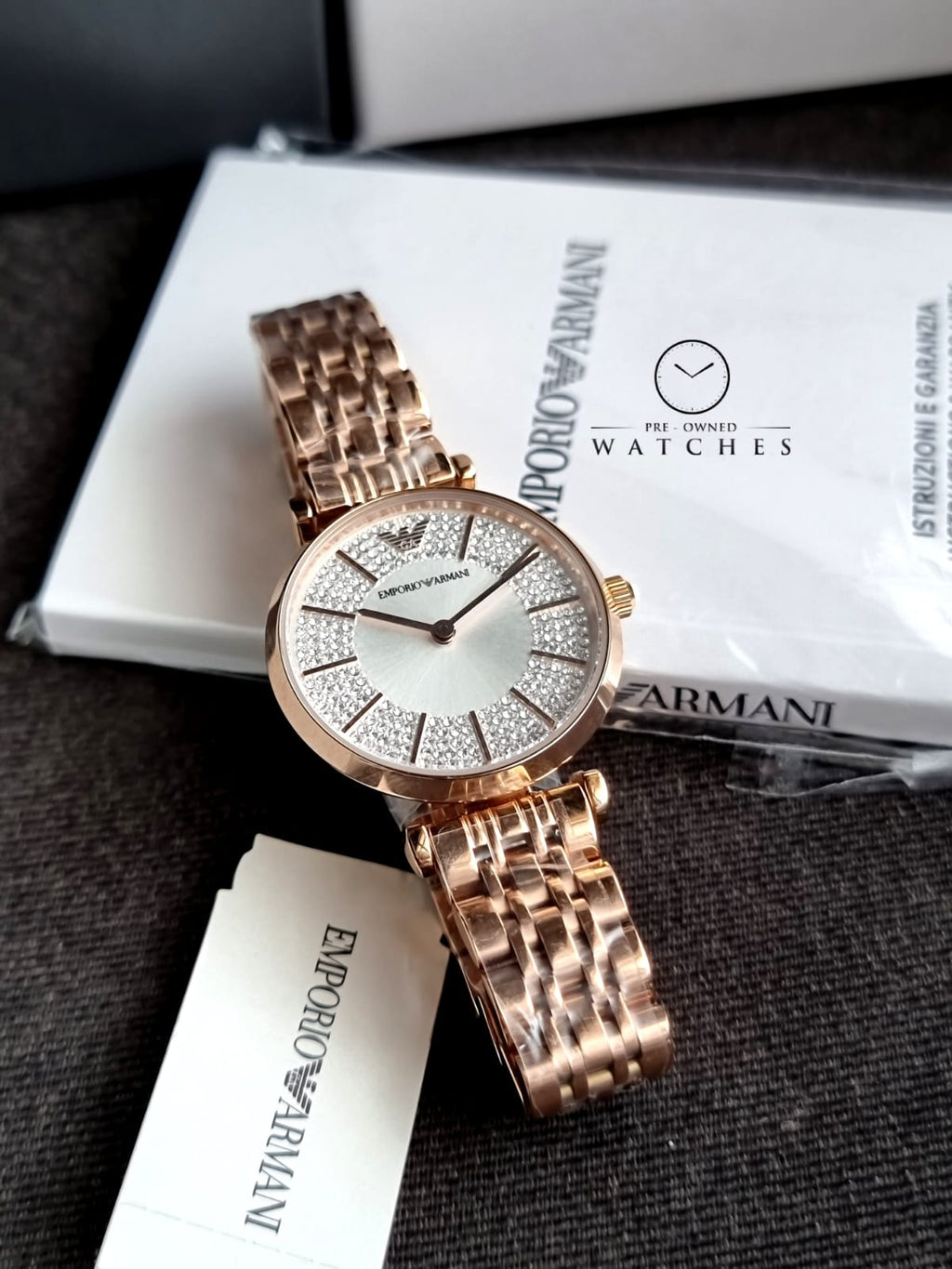 Emporio Armani Women’s Quartz Rose Gold Stainless Steel Silver Dial 32mm Watch AR11446