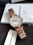 Emporio Armani Women’s Quartz Rose Gold Stainless Steel Silver Dial 32mm Watch AR11446