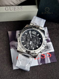 Guess Men’s Quartz Silver Stainless Steel Black Dial 43mm Watch GW0056G1