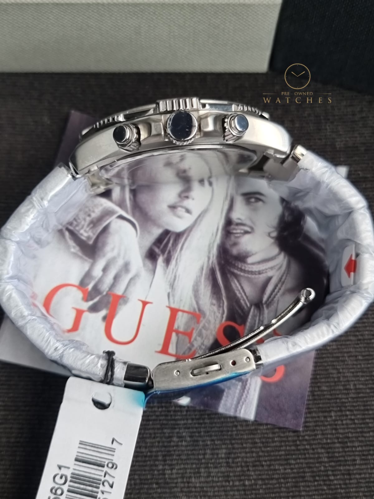Guess Men’s Quartz Silver Stainless Steel Black Dial 43mm Watch GW0056G1