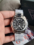 Guess Men’s Quartz Silver Stainless Steel Black Dial 43mm Watch GW0056G1