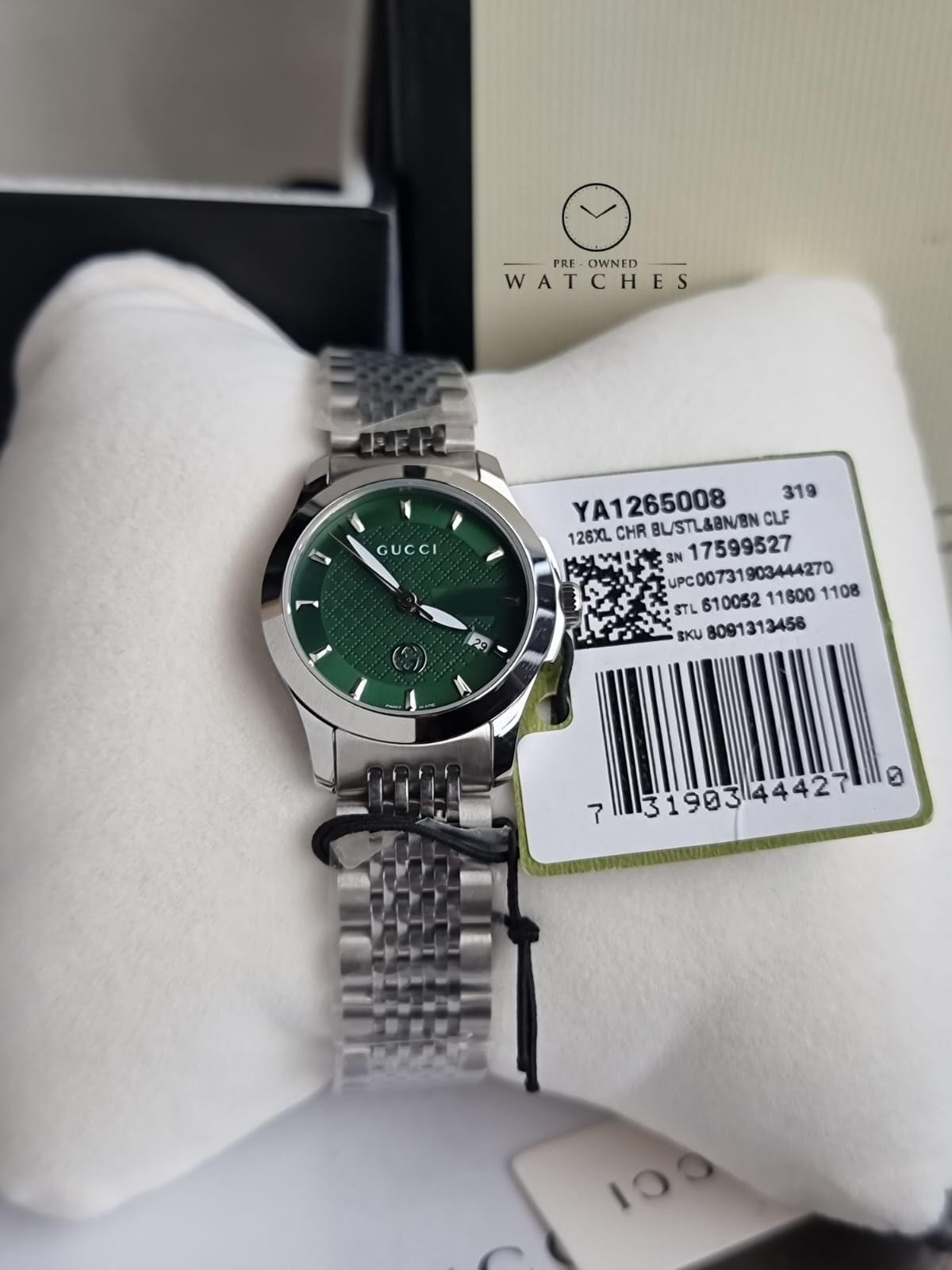 Gucci Women's Swiss Made Quartz Stainless Steel Green Dial 27mm