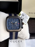 Gucci Coupe Blue-Gray-Blue Web Nylon Nato Blue Guilloche Dial Chronograph Quartz Watch for Gents - YA131203