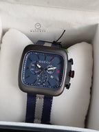 Gucci Coupe Blue-Gray-Blue Web Nylon Nato Blue Guilloche Dial Chronograph Quartz Watch for Gents - YA131203