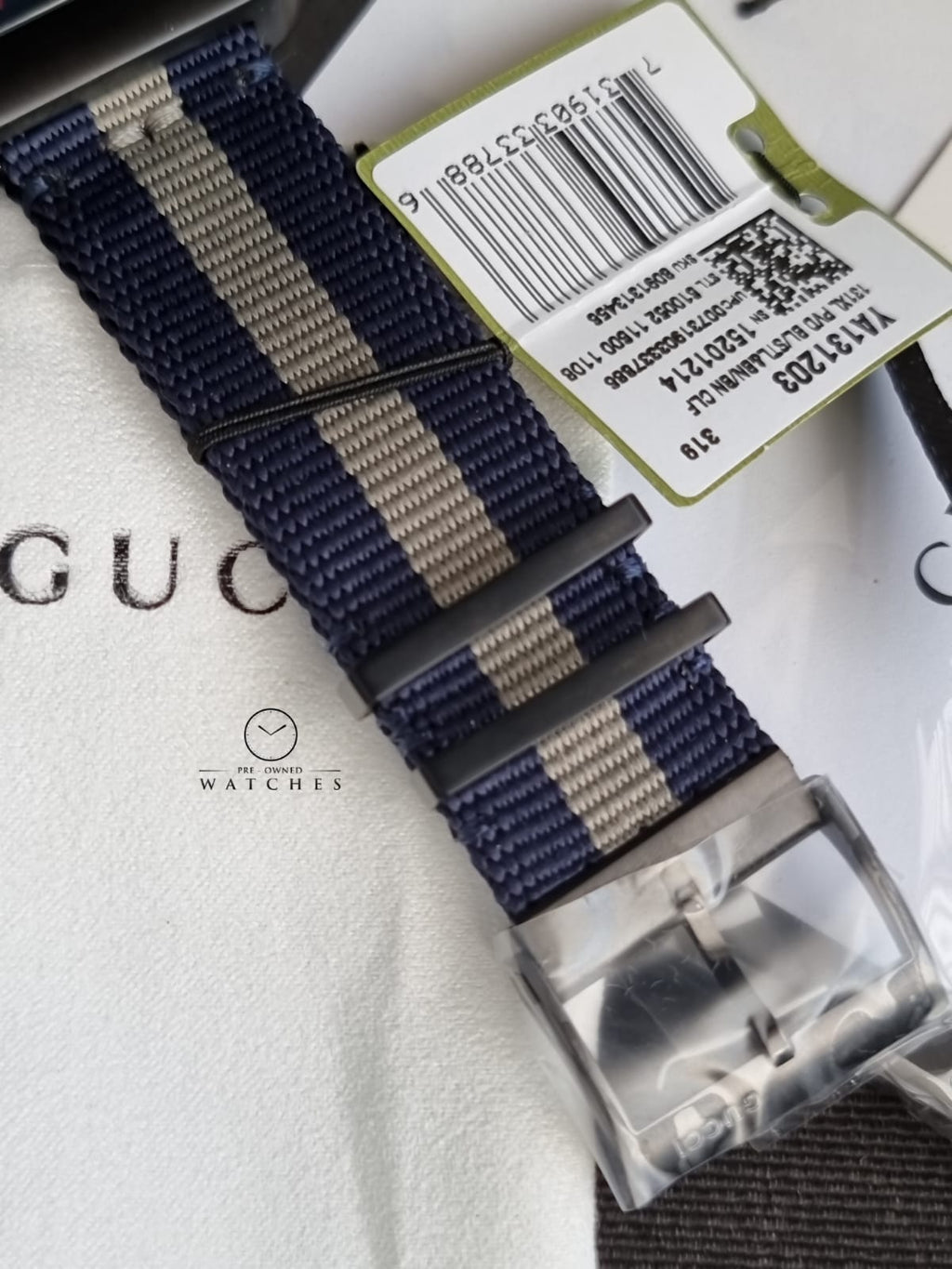 Gucci Coupe Blue-Gray-Blue Web Nylon Nato Blue Guilloche Dial Chronograph Quartz Watch for Gents - YA131203