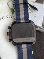 Gucci Coupe Blue-Gray-Blue Web Nylon Nato Blue Guilloche Dial Chronograph Quartz Watch for Gents - YA131203