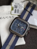 Gucci Coupe Blue-Gray-Blue Web Nylon Nato Blue Guilloche Dial Chronograph Quartz Watch for Gents - YA131203
