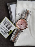 GuGucci Women’s Quartz Two Tone Stainless Steel Pink Mother Of Pearl Dial 27mm Watch YA126536