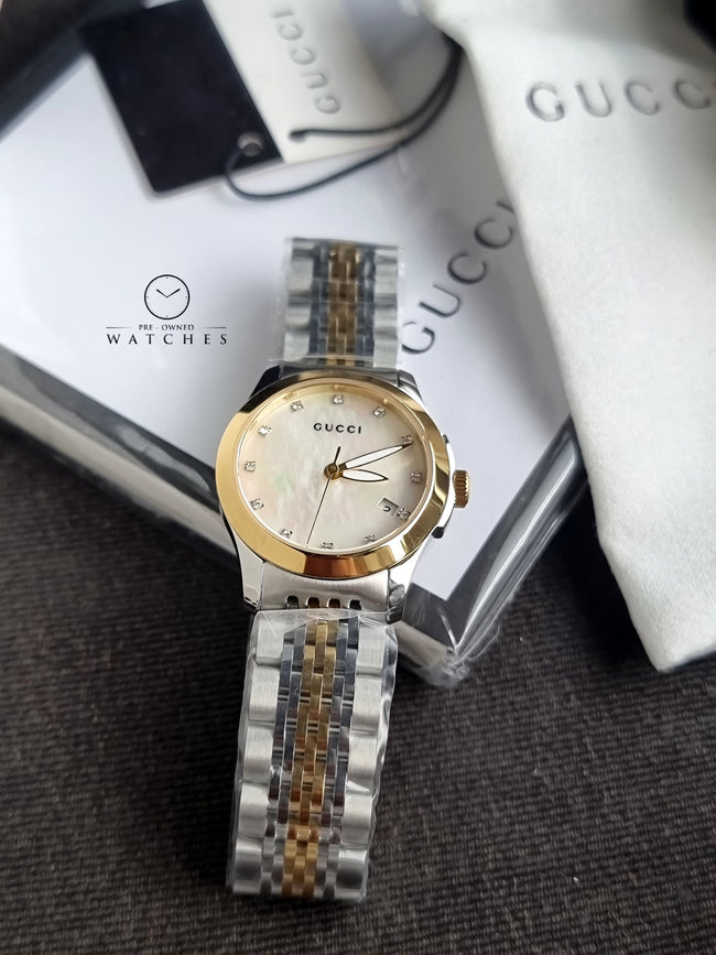 GUCCITimeless Diamond Mother of Pearl Dial Ladies Watch YA126513 Main Image