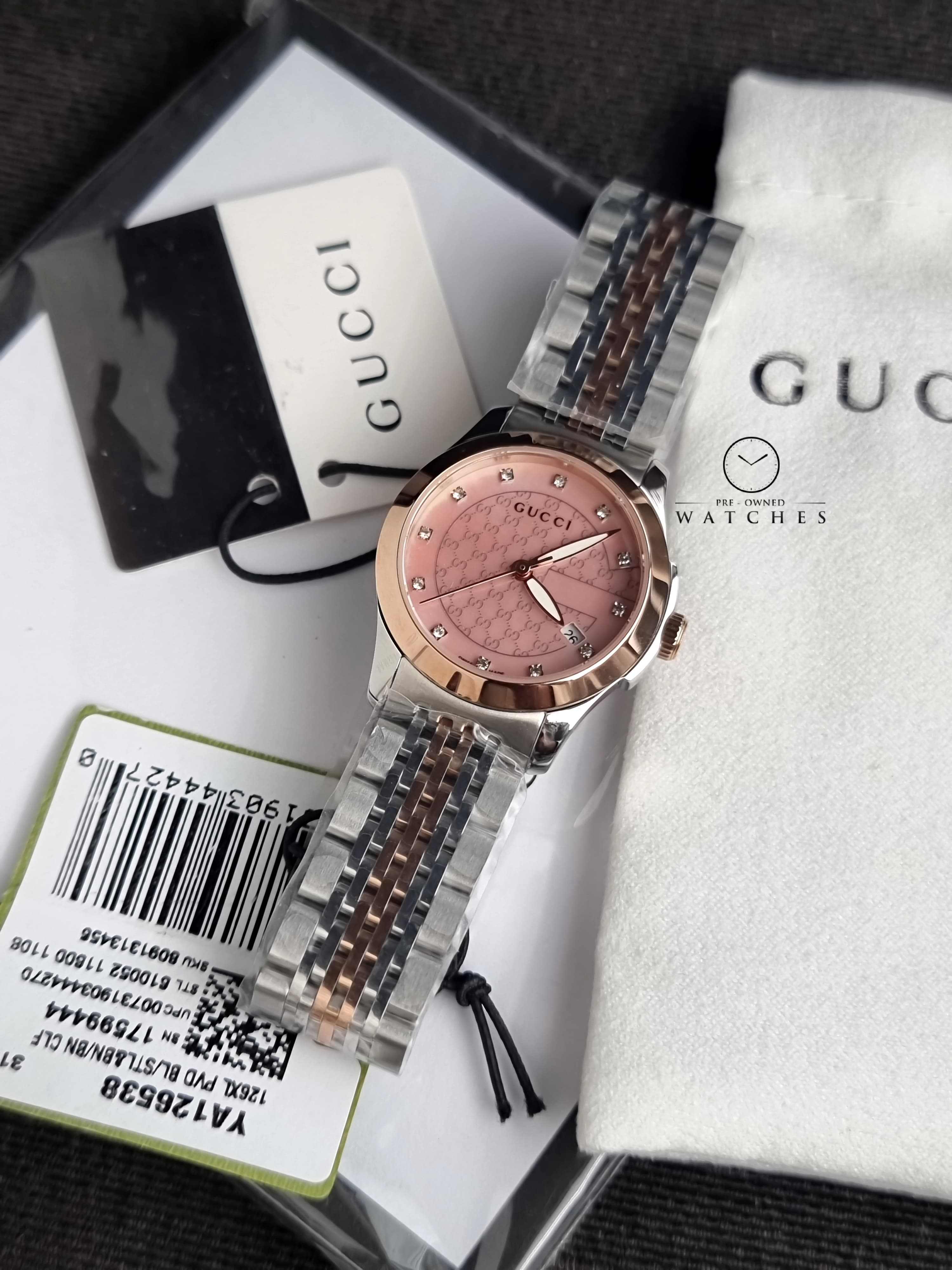 Gucci GUCCI G Timeless Quartz Ladies Watch YA126538 Pink Shell  Bracelet Type