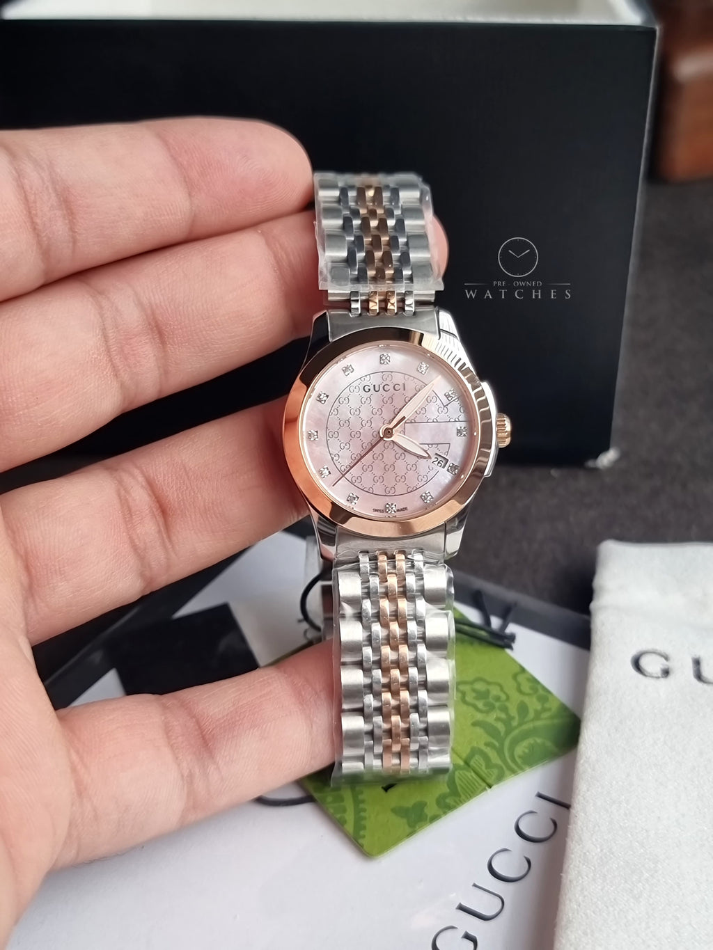 Gucci GUCCI G Timeless Quartz Ladies Watch YA126538 Pink Shell  Bracelet Type