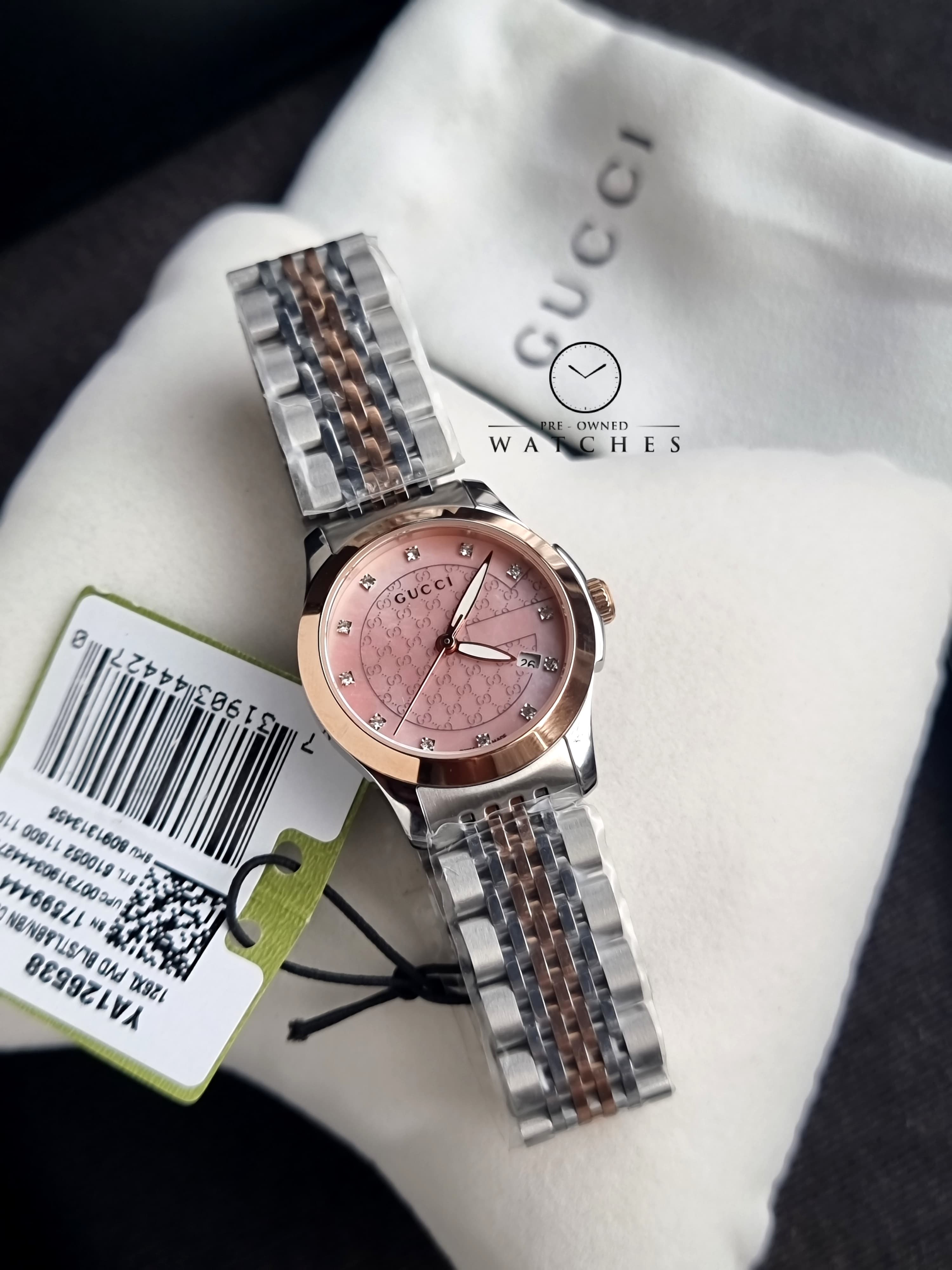 Gucci GUCCI G Timeless Quartz Ladies Watch YA126538 Pink Shell  Bracelet Type