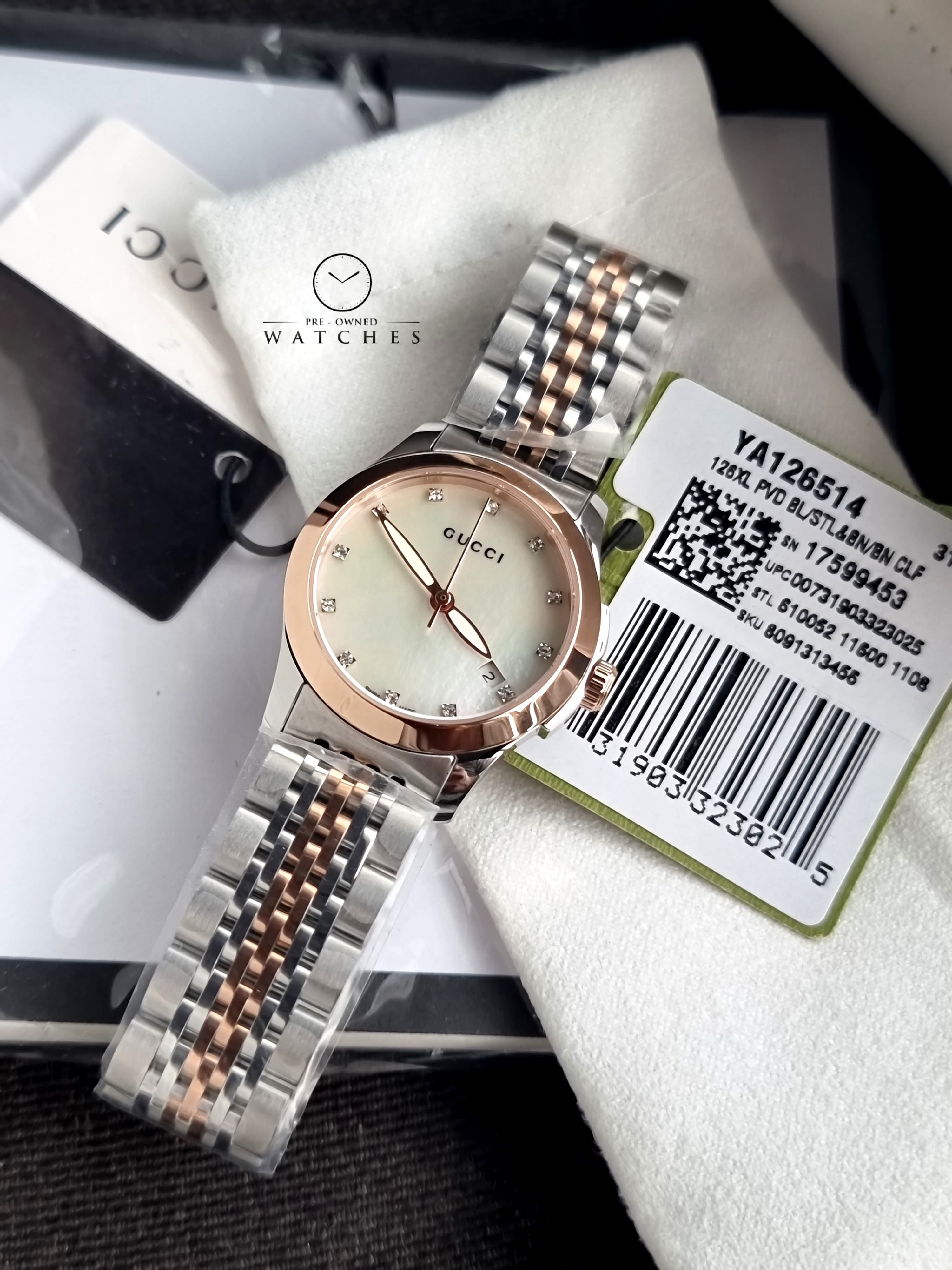 GUCCI Timeless Diamond Two-tone Ladies Watch YA126514 – Pre