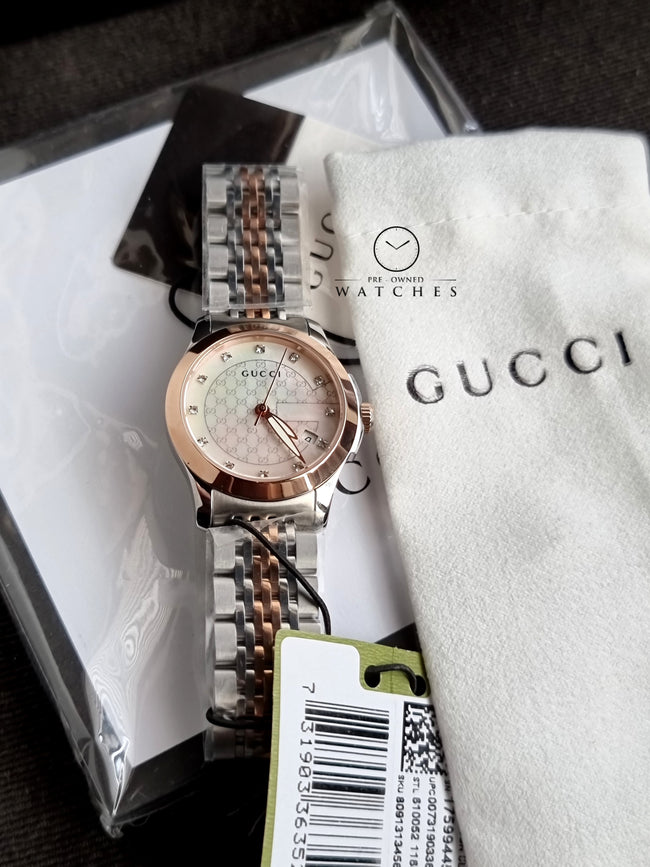 Gucci Women’s Swiss Made Quartz Two-tone Stainless Steel Mother of Pearl Dial 27mm Watch YA126539 Main Image