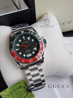 Gucci Men’s Swiss Made Quartz Stainless Steel Green Dial 45mm Watch YA136222