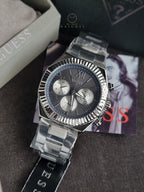 GUESS Stainless Steel Analog Black Dial Men's Watch-Gw0703G1, Band Color-Silver