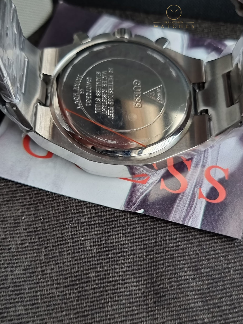 GUESS Stainless Steel Analog Black Dial Men's Watch-Gw0703G1, Band Color-Silver
