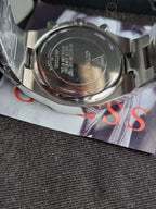 GUESS Stainless Steel Analog Black Dial Men's Watch-Gw0703G1, Band Color-Silver