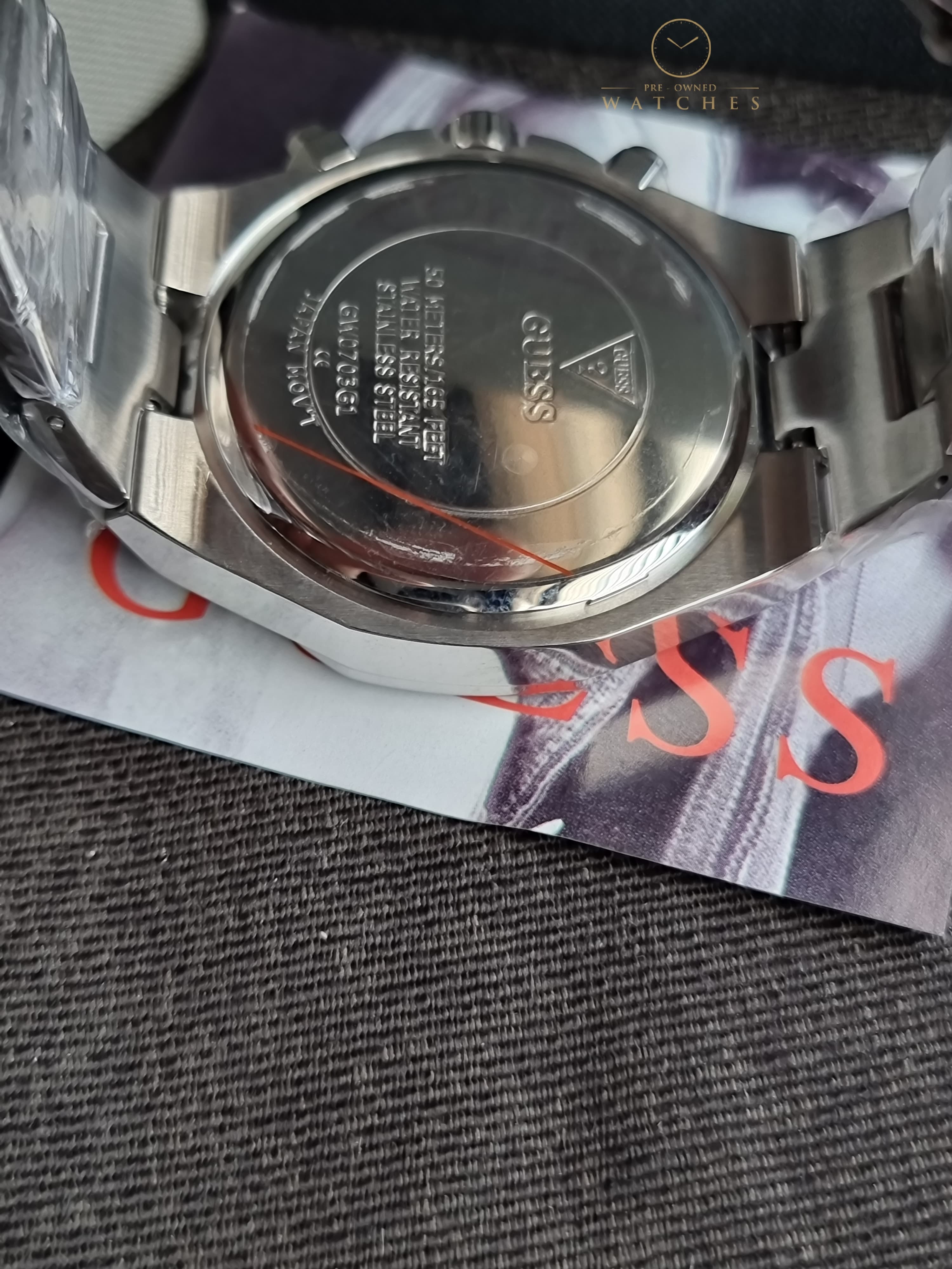 GUESS Stainless Steel Analog Black Dial Men's Watch-Gw0703G1, Band Color-Silver
