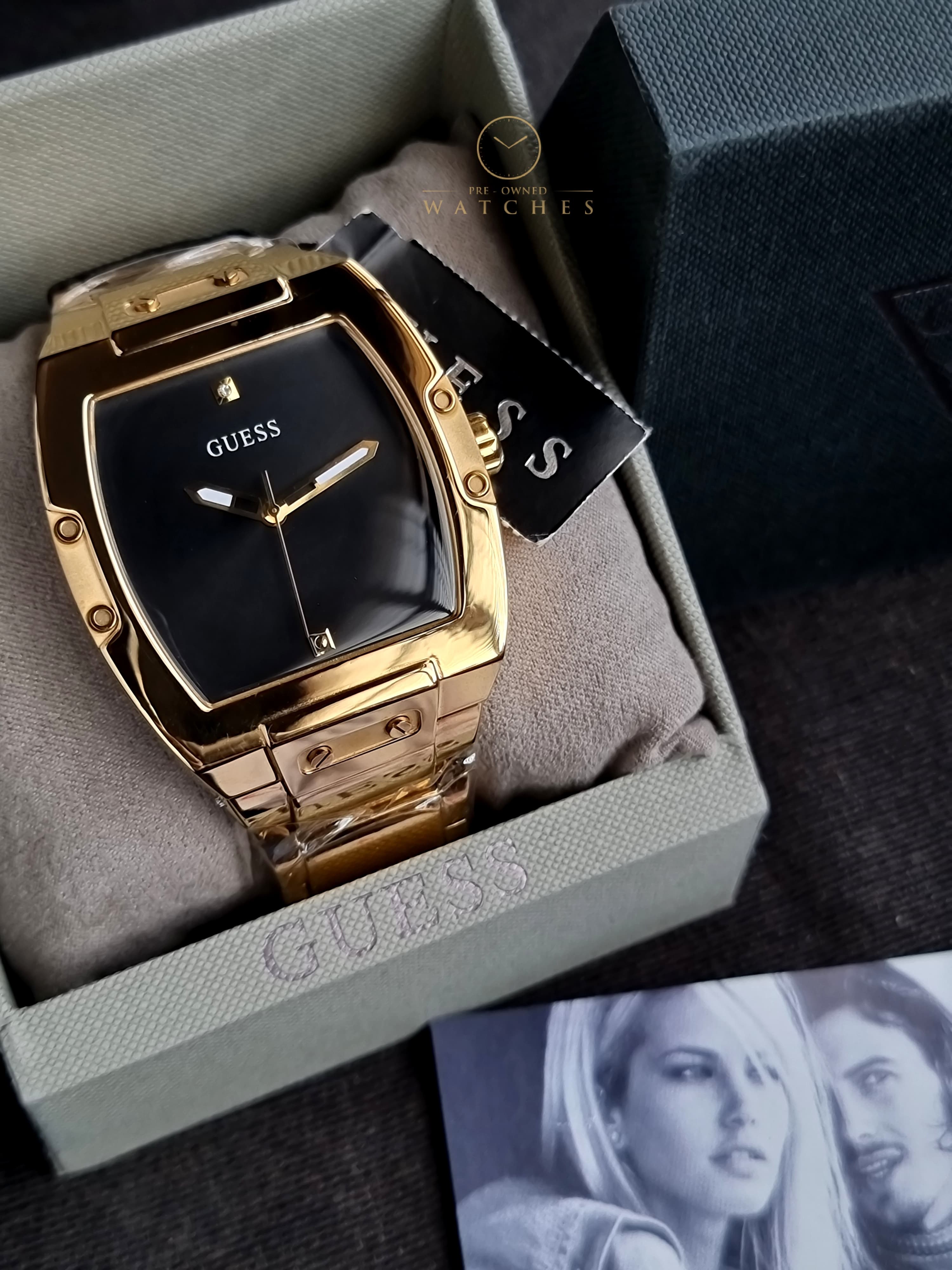 Guess Men's Quartz Gold Stainless Steel Black Dial 43mm Watch