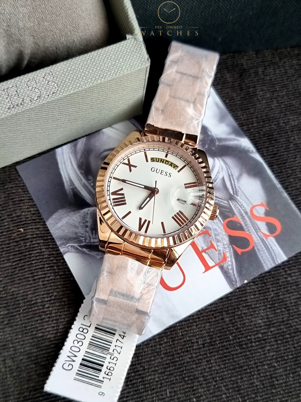 Guess Women’s Quartz Rose Gold Stainless Steel White Dial 36mm Watch GW0308L3