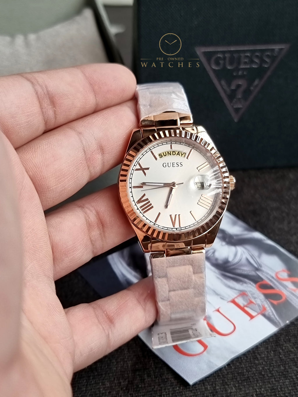 Guess Women’s Quartz Rose Gold Stainless Steel White Dial 36mm Watch GW0308L3