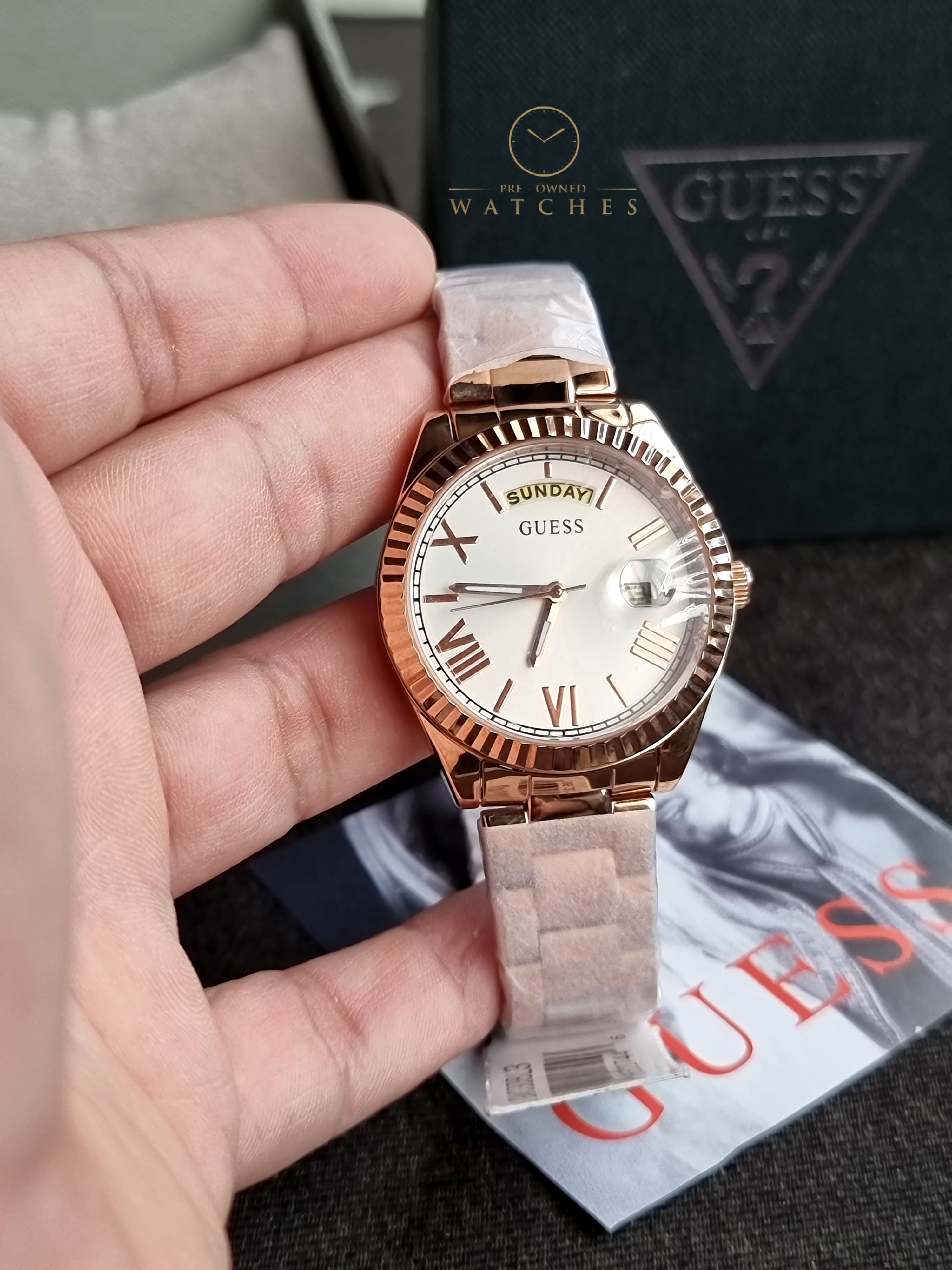 Guess Women’s Quartz Rose Gold Stainless Steel White Dial 36mm Watch GW0308L3