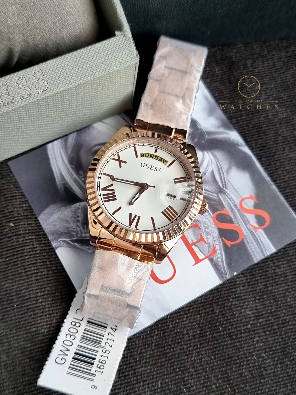 Guess Women’s Quartz Rose Gold Stainless Steel White Dial 36mm Watch GW0308L3