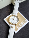 Michael Kors Leather Analog White Dial Women Watch-Mk7466