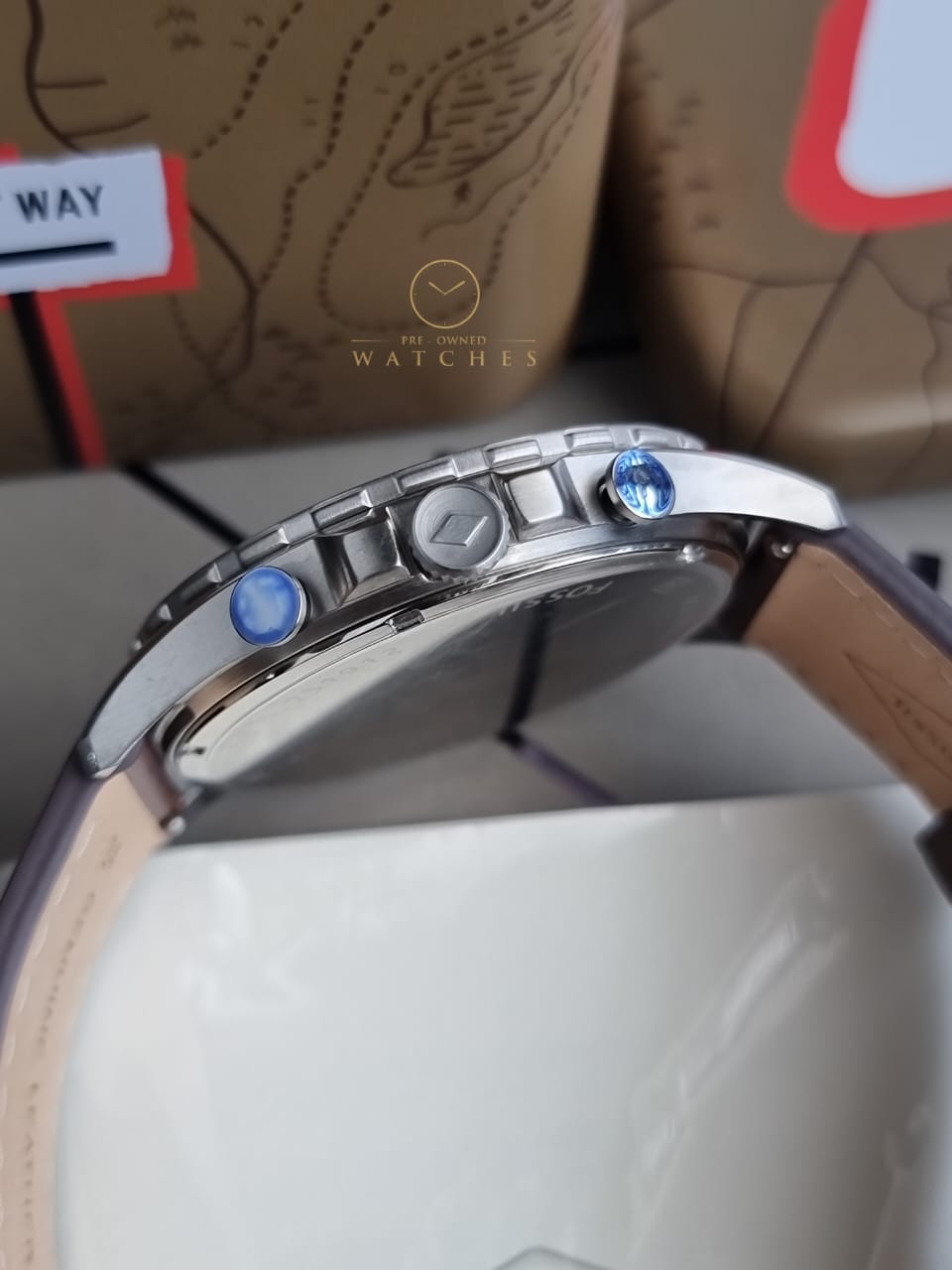 Fossil Forrester Brown Leather Strap Cream Dial Chronograph Quartz