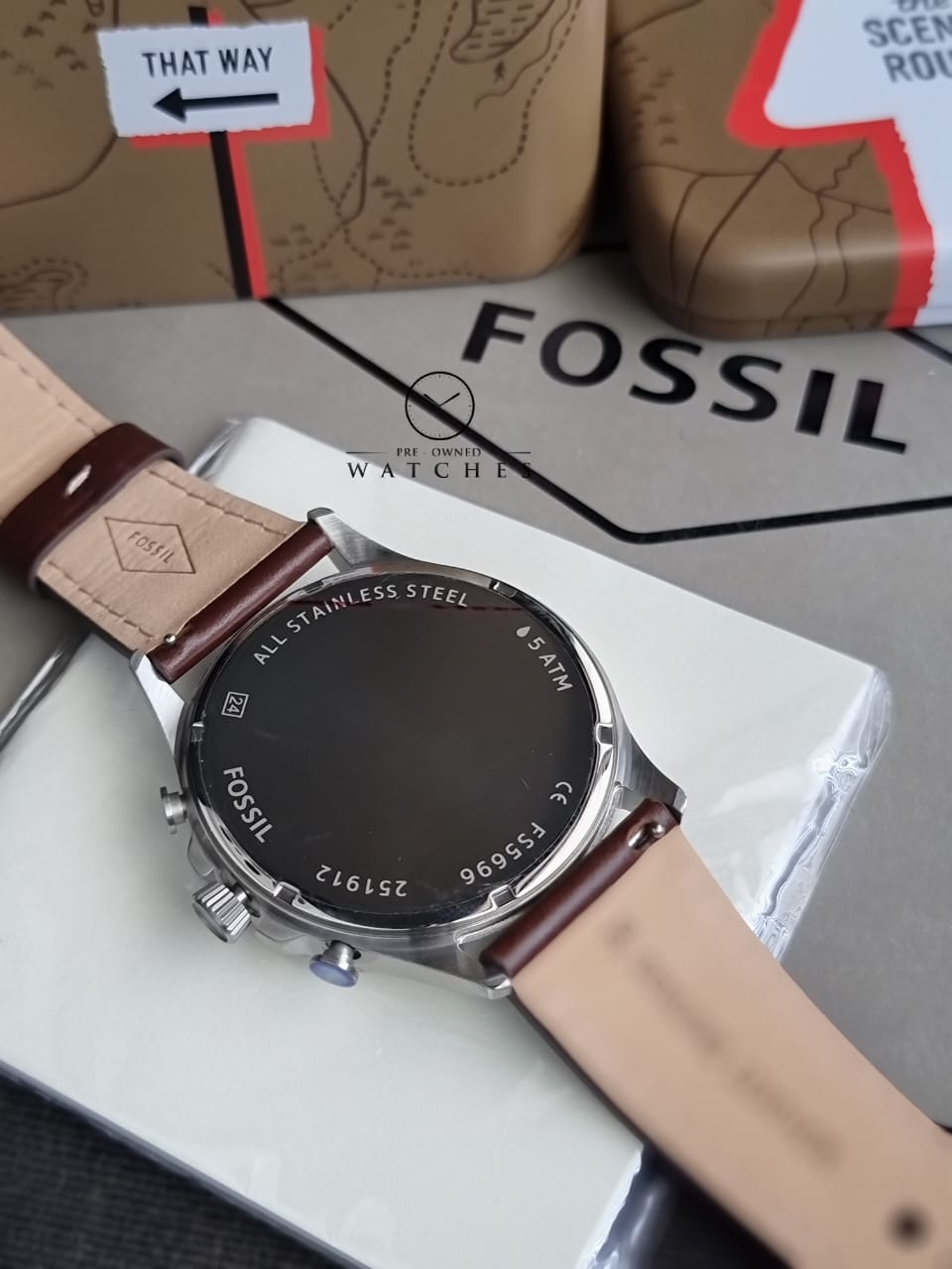 Fossil Forrester Brown Leather Strap Cream Dial Chronograph Quartz