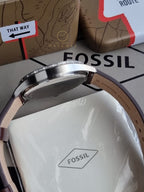 Fossil Forrester Brown Leather Strap Cream Dial Chronograph Quartz Watch for Gents - FS5696