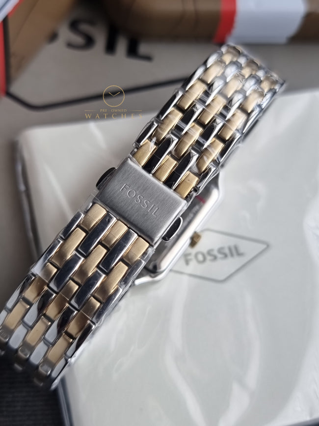 Fossil Women's Raquel Three-Hand Date Silver and Gold Two-Tone Stainless Steel Bracelet Watch (Model: ES5368) Main Image