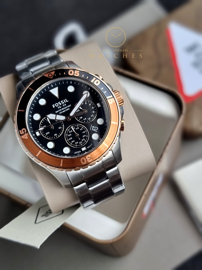 Fossil Men’s Chronograph Quartz Stainless Steel Black Dial 46mm Watch FS5768 Main Image