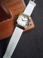 Tory Burch Blake  Leather Strap Silver & Gold Case 34mm Watch TBW5100